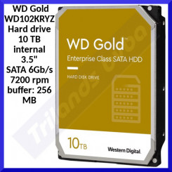 WD Gold Enterprise-Class Hard Drive WD102KRYZ - Hard drive - 10 TB - internal - 3.5" - SATA 6Gb/s - 7200 rpm - buffer: 256 MB